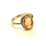 Vintage 9ct gold cameo ring