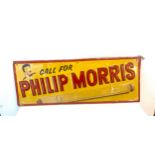 Metal Call for Philip Morris cigarette advertising sign, approximate measurements Width 28 inches,