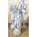 3 Concrete lady figures, approximate height of tallest 35 inches