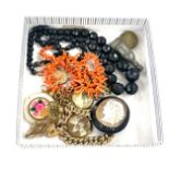 Antique and later costume jewellery to include jet, coral and gold plate etc