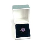 9ct gold and amethyst ring uk size I+ total weight 1.9g