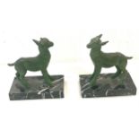 Original art deco bronze ram book ends, approximate measurement of each book end Height 6 inches,