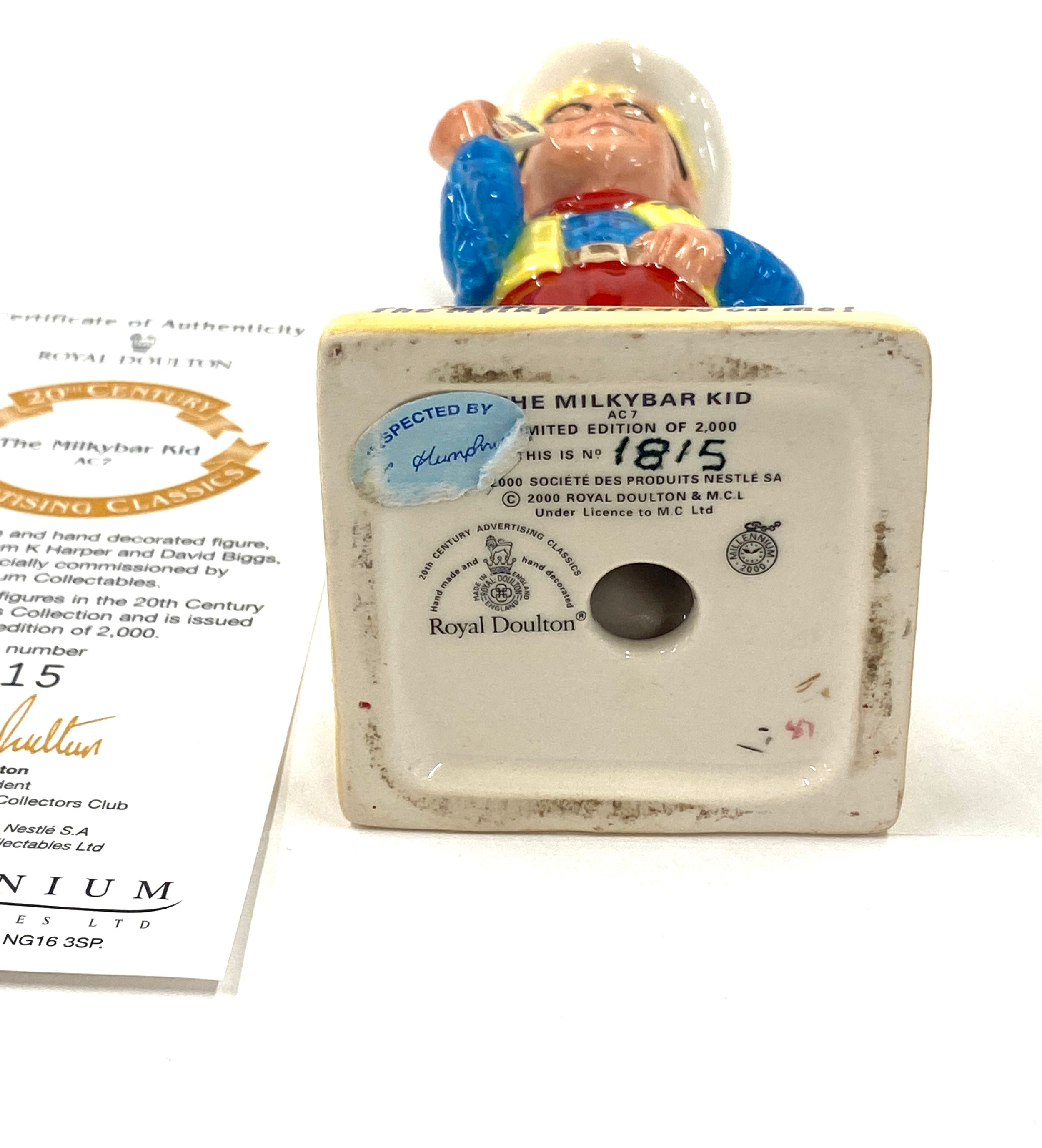 Limited edition 20th century advertising classics Royal Doulton The Milkybar Kid, 1815/2000, good - Image 3 of 4