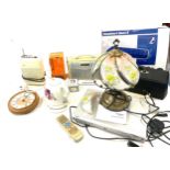 Selection of electrical items includes radio, lamp, kettle, nao swan figure etc