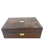 Small mahogany writing box, approximate measurements: Height 4.5 inches, Width 12 inches, Depth 9