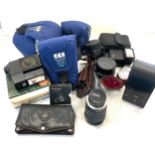 Selection of camera equipment to include lenses, bags, straps etc