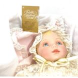 franklin heirloom christining porcelain doll and whicker crate