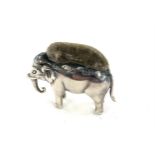 Antique sterling silver Edwardian elephant pin cushion, Birmingham 1909