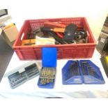 Selection of tools to include drill bits, sockets, pliers etc