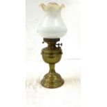 Vintage oil lamp, brass base, with shade, no funnel