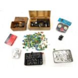 Selection of vintage and later toys includes dominos, Kan u Go, Marbles, Winky dolls etc