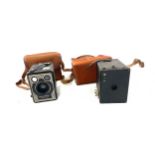 2 Vintage cased brownie cameras included number 2 and a brownie E