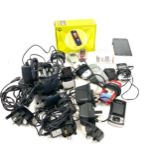 13 assorted mobile phones and chargers