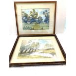 Pair of water colours country scenes signed by Barbara Ynonne Kisinco