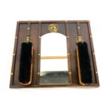 Wall hanging mirrored vintage brush set, approximate measurements: Height 13 inches, Width 14.5