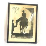 Framed Pablo Picasso print Toros y toreros frame measures approx 21 inches tall 16 inches wide