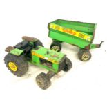 Vintage used tin Tonka tractor and trailer