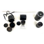 Selection of 3 camera lense's : Helios Auro 1= 135 lens with case , Telemac Vario 2 x auto lens with