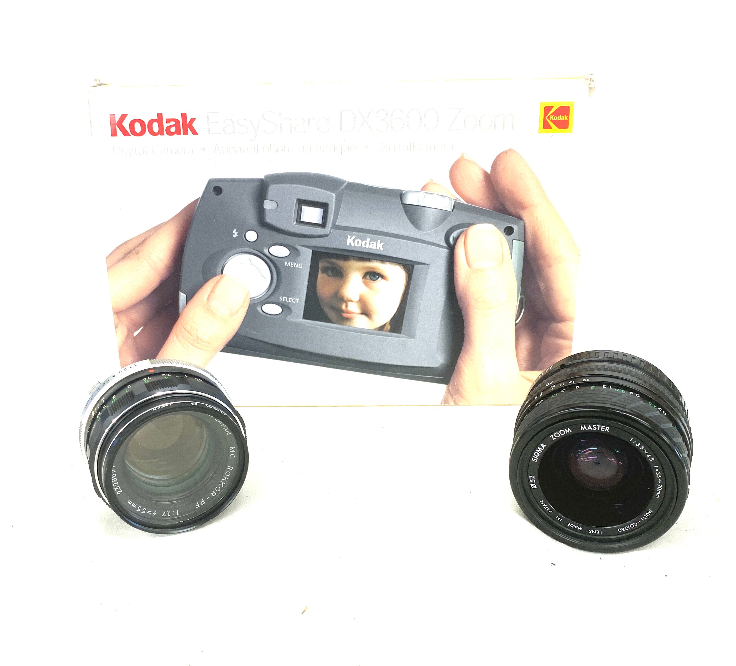 Kodak easyshare DX3600 Zoom digital camera, Sigma Zoom master, multi coated lens, Minolta Mcrokkor -
