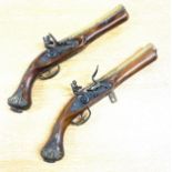 Two vintage wall hanging Flintlock display pistols