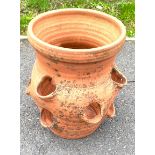 Terracotta Strawberry pot, approximate height 14 inches