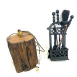 Log lamp measures approx 10 inches tall and a companion set