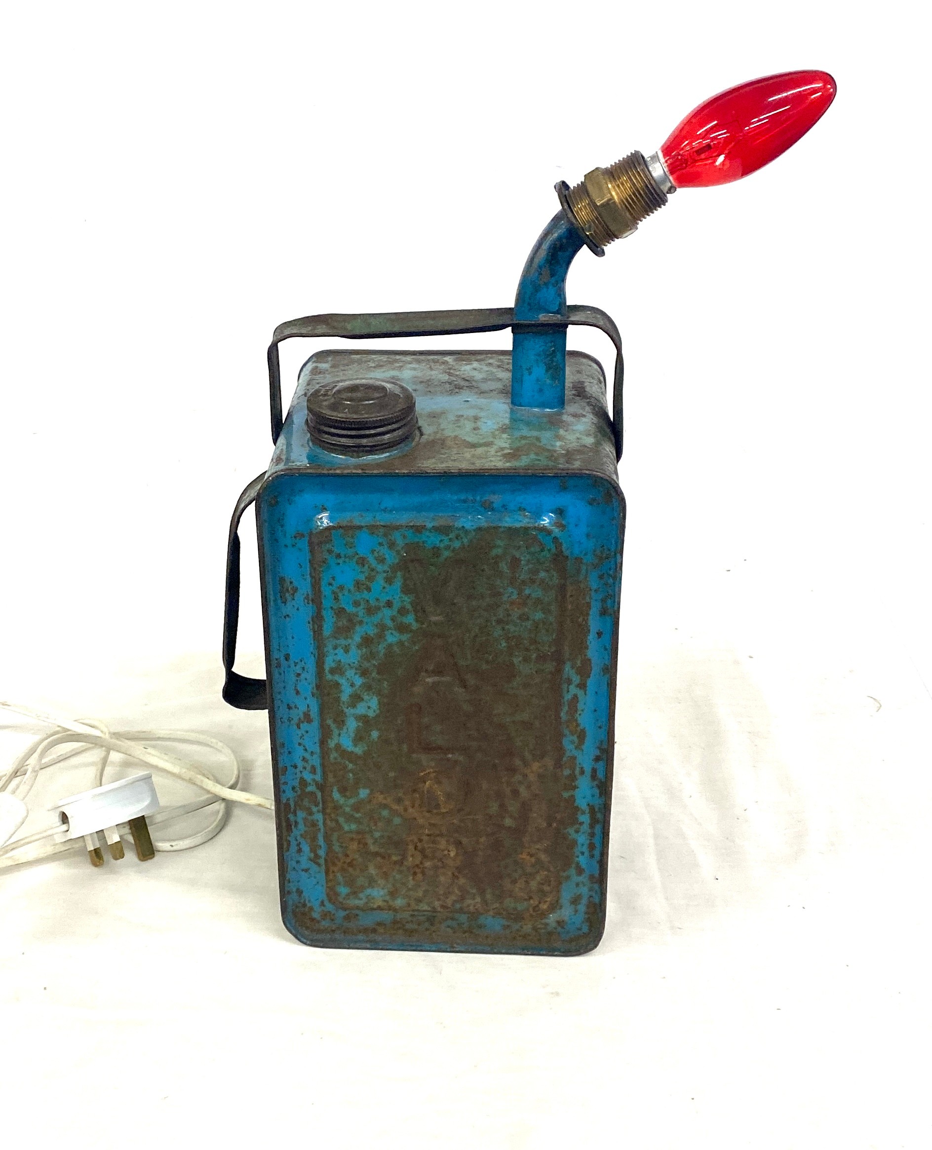 Vintage Valor petrol can converted into lamp, approximate height 14 inches