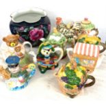 Selection of novelty teapots and jardiniere