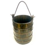 Vintage wooden well bucket, approximate measurements including handle Height 22.5 inches, Diameter