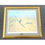 Large framed Gerald Coulson limited edition print 37/640 depicting air battle, approximate frame