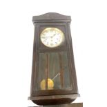 Edwardian wall clock with key and pendulum measures approx height 30 inches