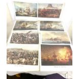 Selection of unframed prints to include Battle of Britain, Captive Eagle, Charge of the Light