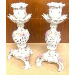 Pair vintage ornate candle sticks, approximate height 7.5 inches, good overall condition