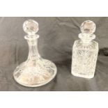 Crystal whiskey decanter, Crystal decanter both with stoppers both in good overall condition
