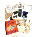 Selection of stamps, various collectable pieces such as opera binoculars etc