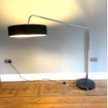 Marble based modern standard lamp with large circular shade, approximate height 57 inches, arm of