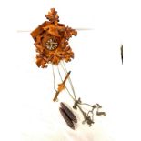 Vintage Schneider wall hanging cuckoo clock, approximate measurements of clock Height 12 inches,