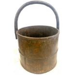 Vintage wooden well bucket, approximate measurements including handle Height 18 inches, Diameter