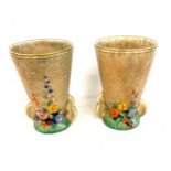 Pair Crown Devon vases, approximate height 5.5 inches, both in good overall condition