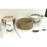 Selection of assorted pottry includes Delfts hand painted pottery, Dragon pottery, Hillstone,