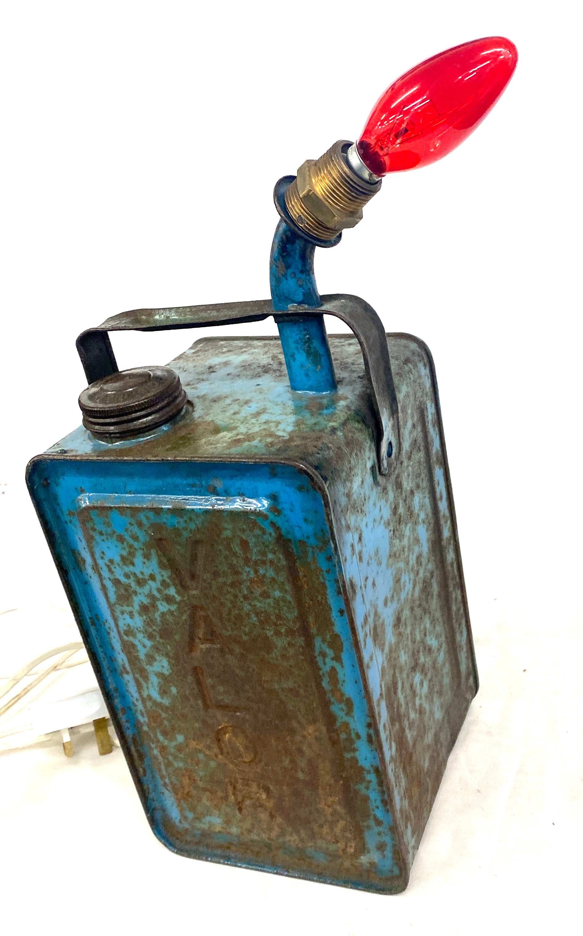 Vintage Valor petrol can converted into lamp, approximate height 14 inches - Image 2 of 2