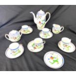 Japanese Tea Set comprising of teapot, sugar bowl, milk jug 5 cups and 6 saucers (chip to one cup)