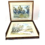 Pair of water colours country scenes signed by Barbara Ynonne Kisinco, Lemon Juicer and toiler