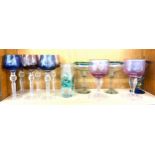 A selection of coloured glassware