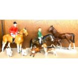 Selection of horse and dog figures to include Beswick etc