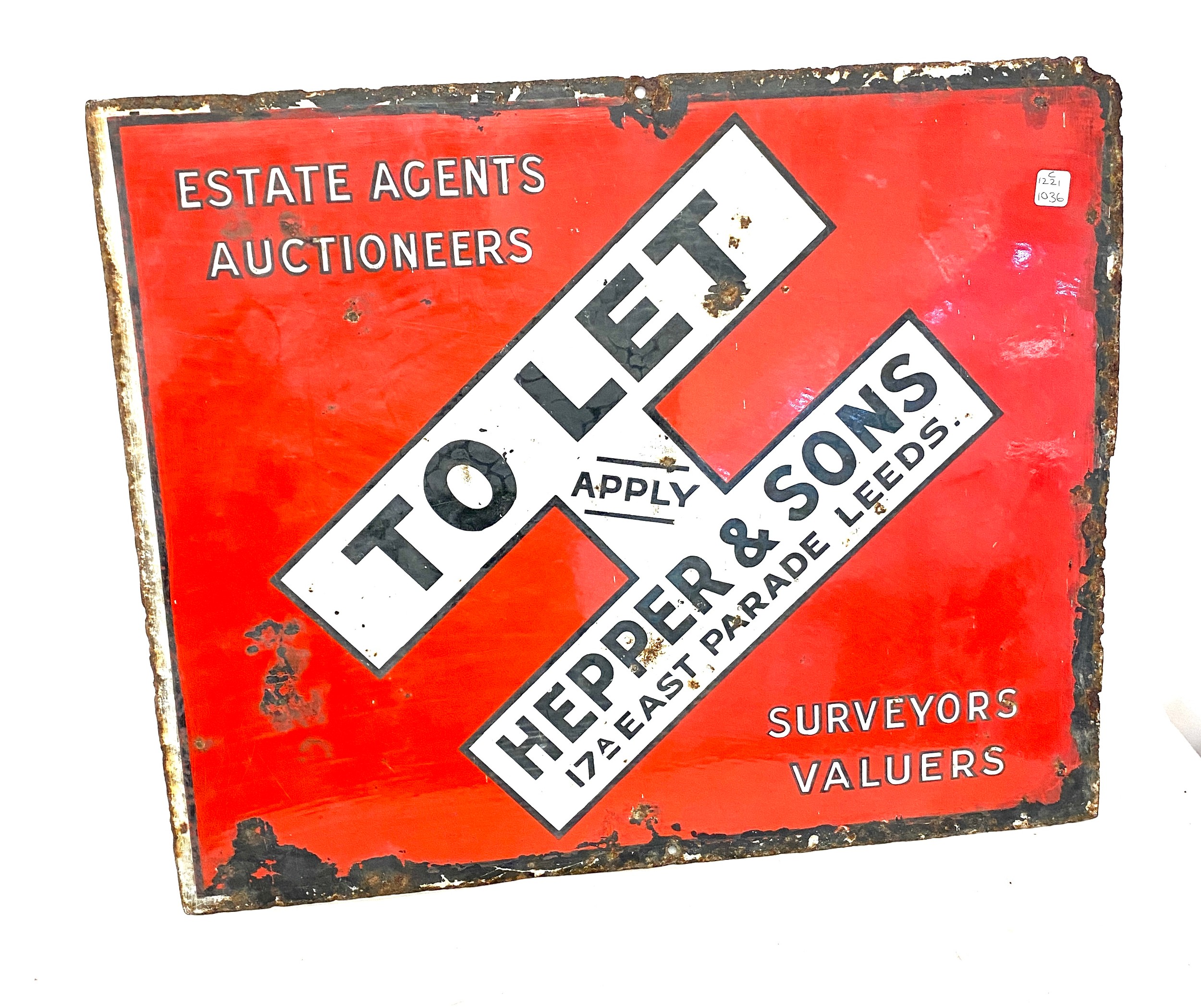 Vintage metal estate agent sign measures approx 22 inches by 18 inches - Image 3 of 3