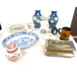 Selection of assorted pottery includes masons, Spode, Royal Brindwell etc