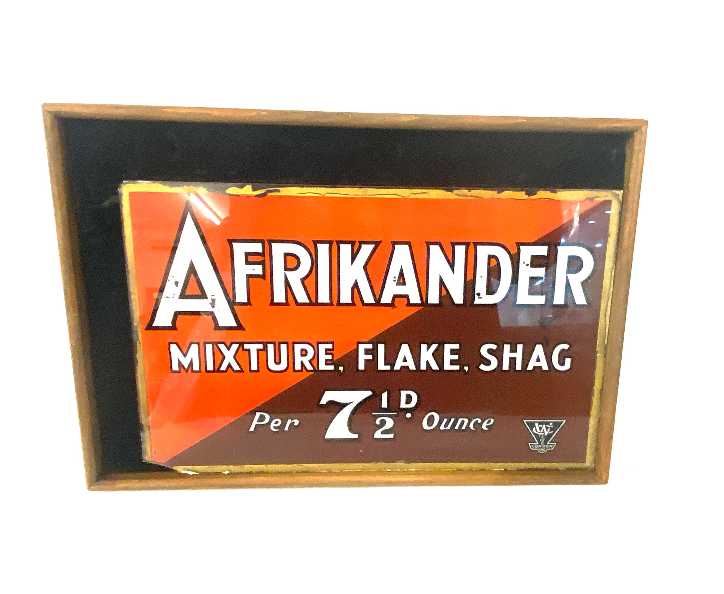 Vintage Afrikander mixture, flake, shag sign measures approx 14 inches by 10 inches