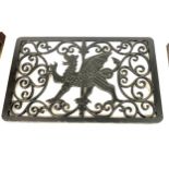 Vintage cast iron plaque measures approx 24 inches wide 15 inches tall