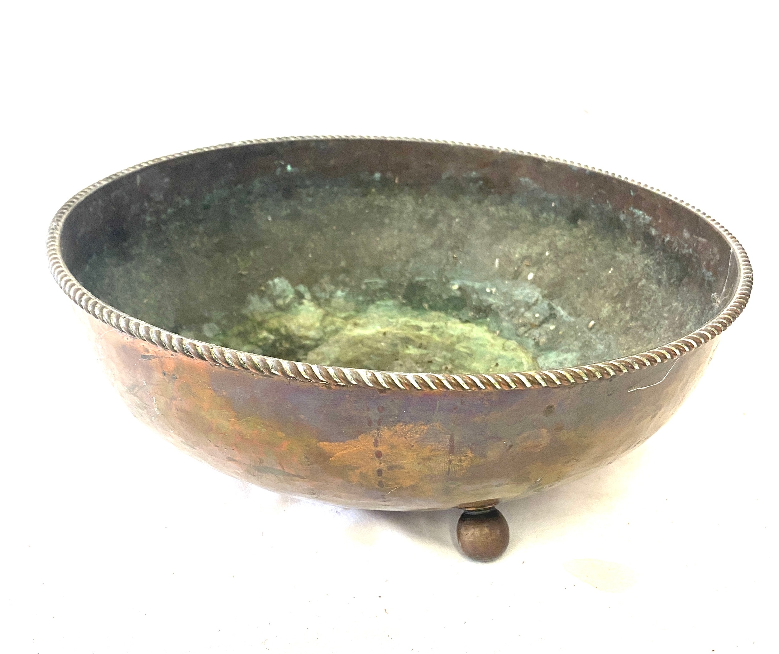 Vintage arts and crafts Drxan lester copper bowl diameter approx 11.5 inches - Image 4 of 6